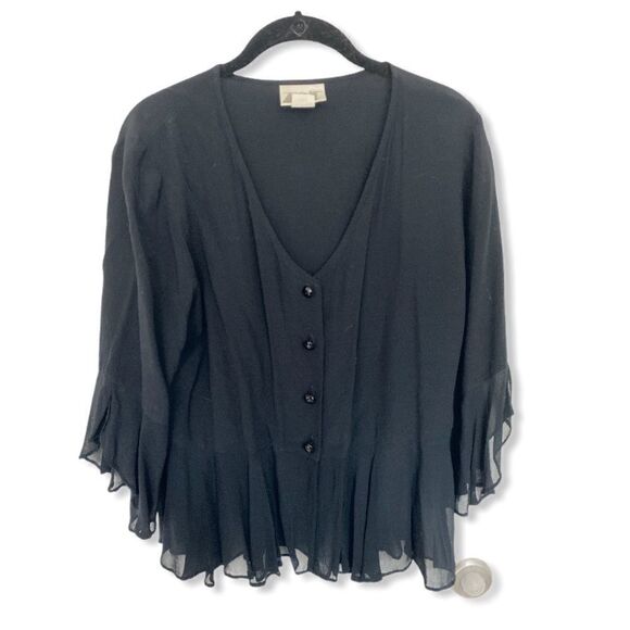 Zoe California SZ S lightweight black button blouse - Picture 3 of 5